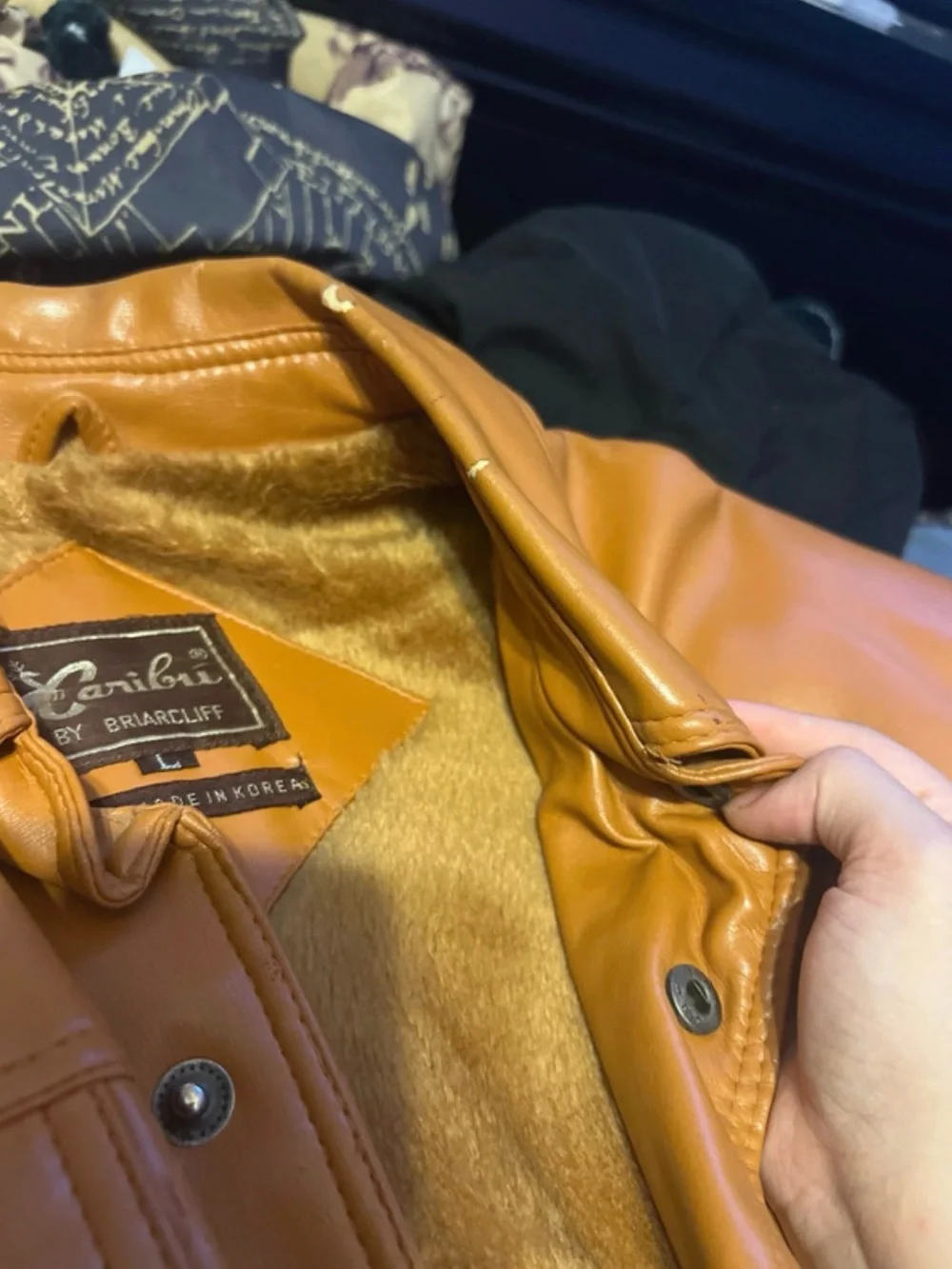 Classic Faux Leather Jacket in Cognac